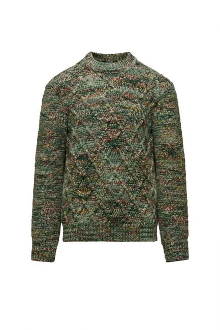 MAGLIE Uomo TOMMY HILFIGER MW0MW36535 LAMBSWOOL MRB ORNAMENTAL GREEN HTR 